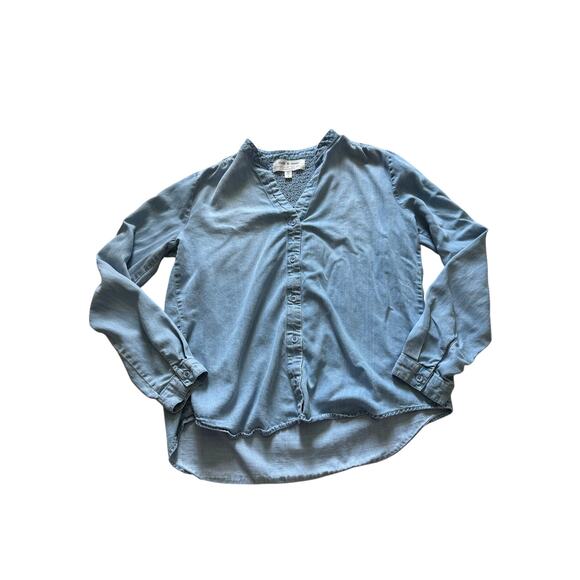 Cloth and Stone for Anthropologie Blue Chambray Long SleeveSmocked Back Small - Picture 1 of 4